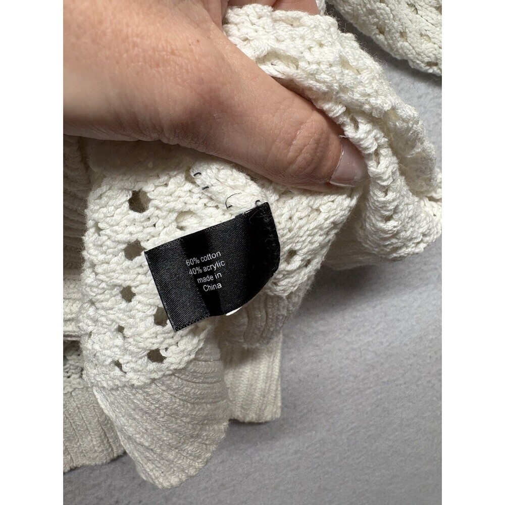LANE BRYANT Open Weave Knit Sweater Women 26/28 Crochet White Beach Airy Coastal - Picture 3 of 5